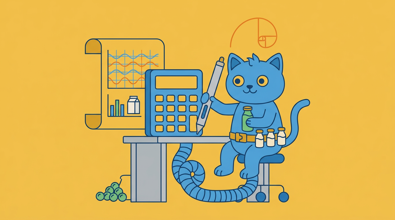 the robo-cat reading a golden grid