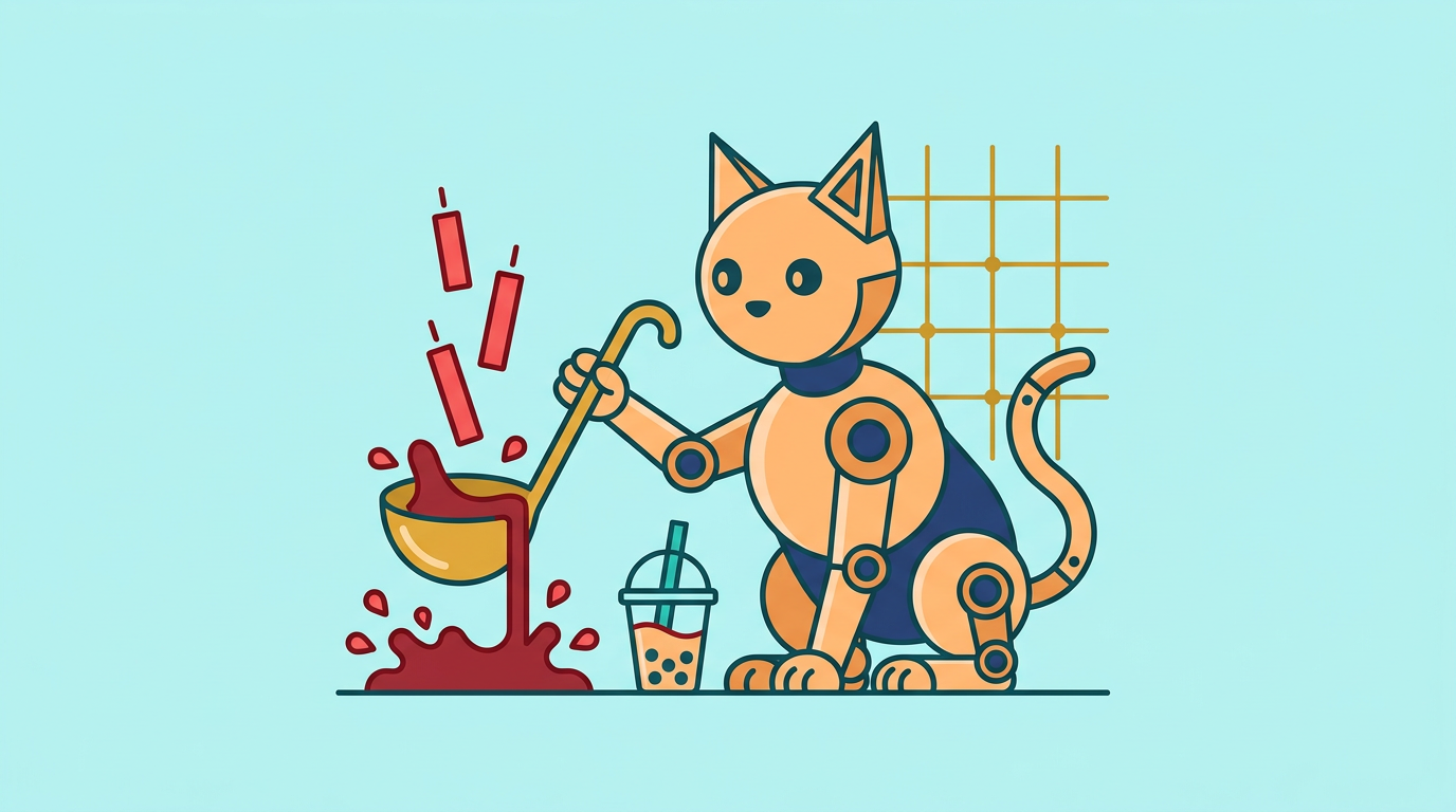 the robo-cat at its terminal
